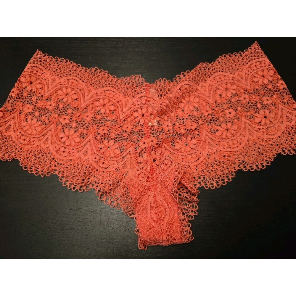 NOS 2016 Victoria's Secret Lg Panty SHORTIE MINISHORT Bright Pink Crochet Lace